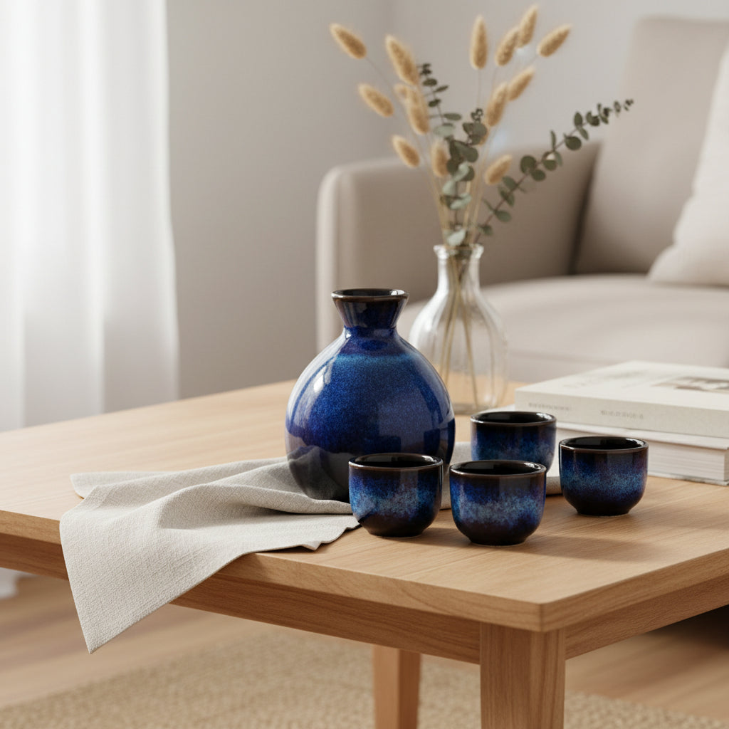 Sora — Deep Blue Ceramic Sake Set