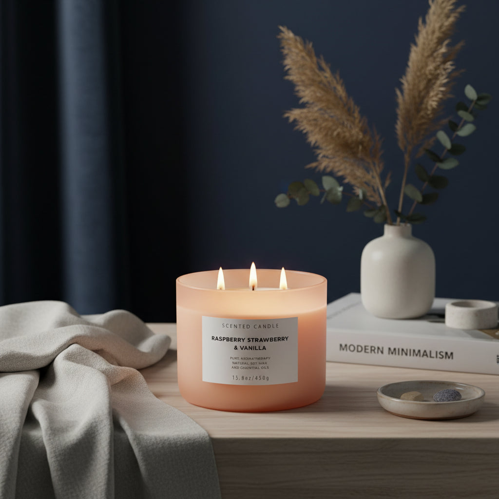 Raspberry Strawberry Vanilla – 3-Wick Soy Candle