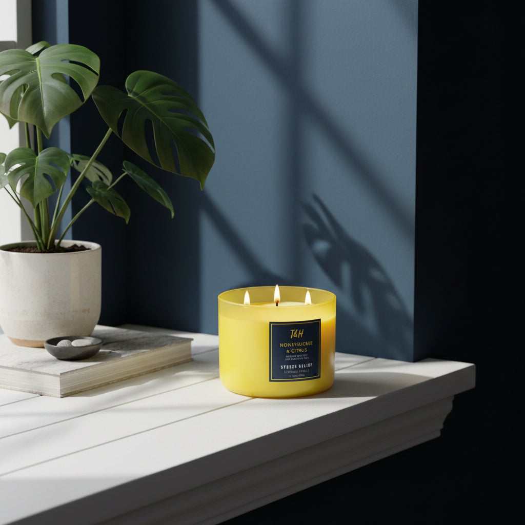 Honeysuckle Citrus — Large 3-Wick Aromatherapy Candle for Home