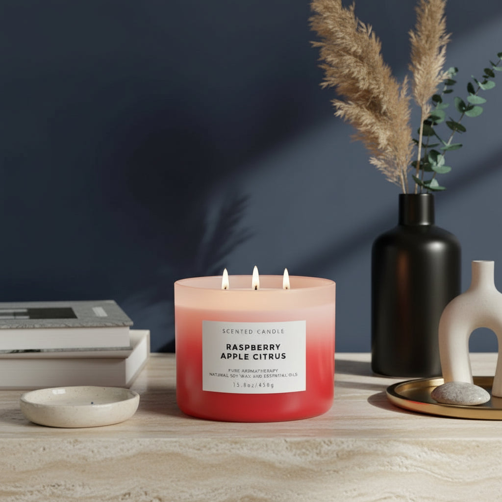 Raspberry Apple Citrus – 3-Wick Soy Candle