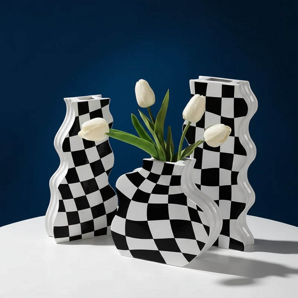 Grid — Checkered Art Vase