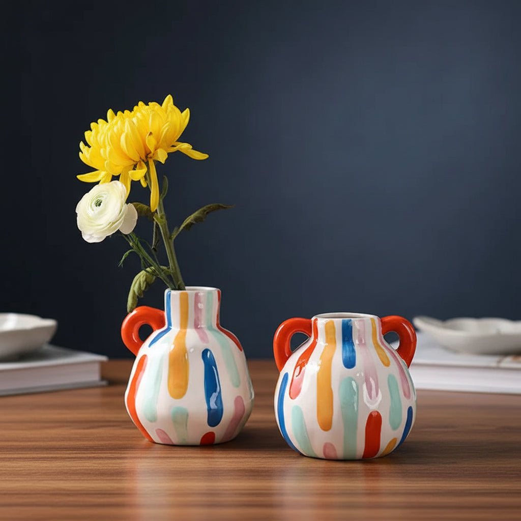 Lumi Stripe — Hand-Painted Colorful Ceramic Vase Collection
