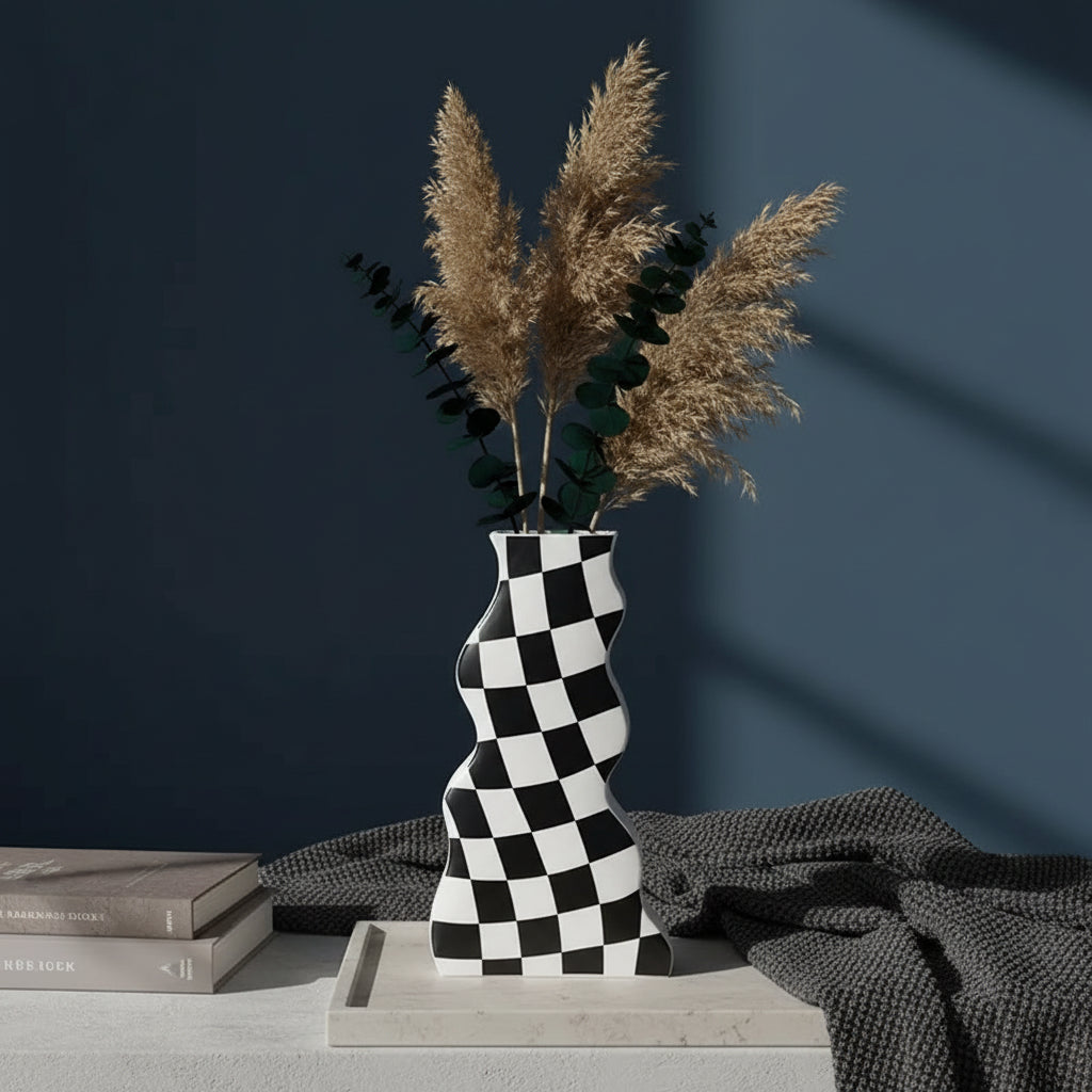 Grid — Checkered Art Vase