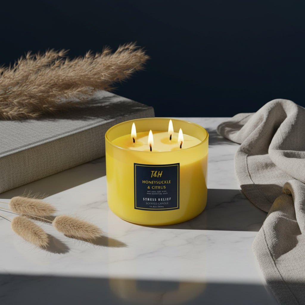 Honeysuckle Citrus — Large 3-Wick Aromatherapy Candle for Home