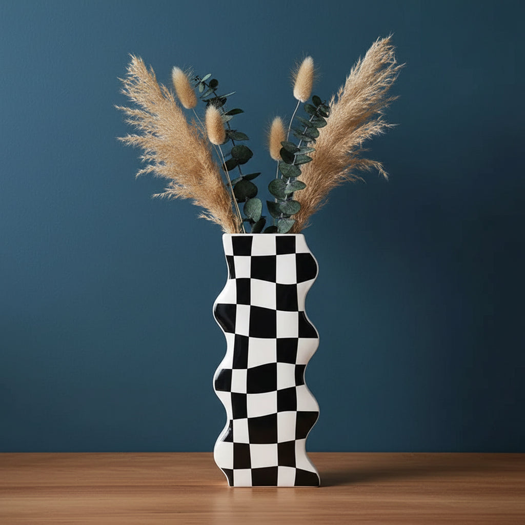 Grid — Checkered Art Vase