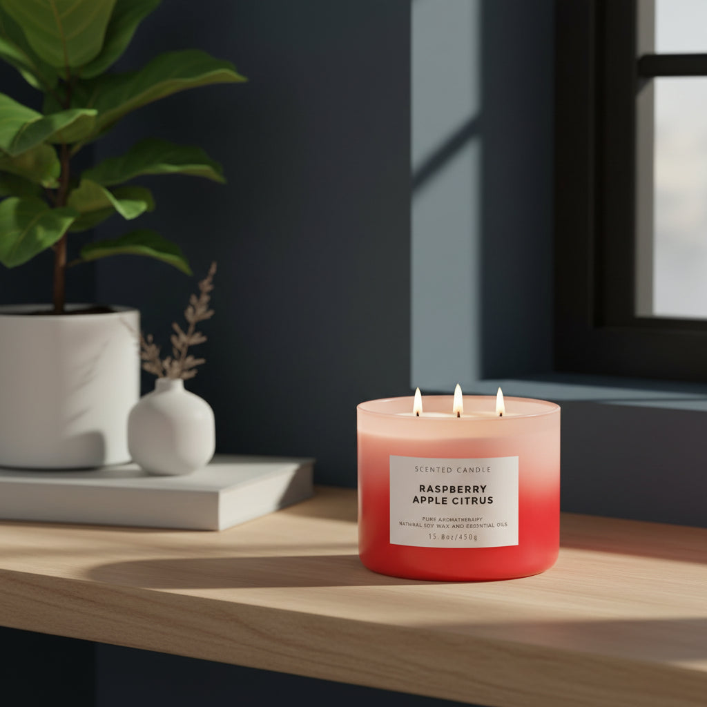 Raspberry Apple Citrus – 3-Wick Soy Candle