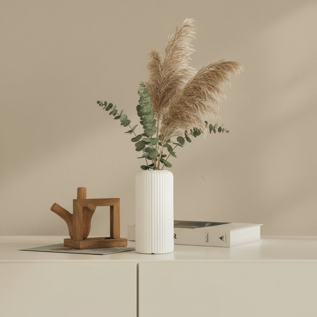 Ridge Form Vase — Modern Ribbed Design