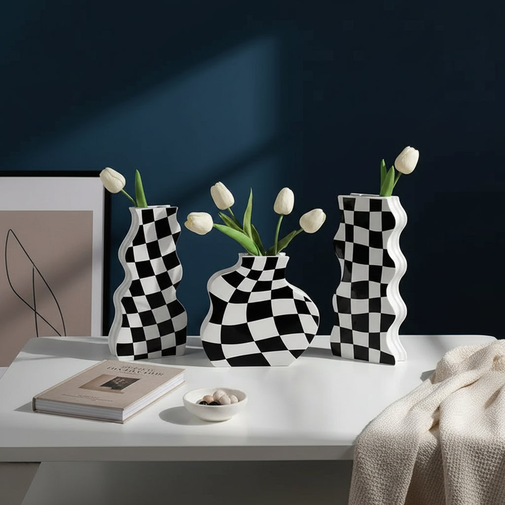 Grid — Checkered Art Vase