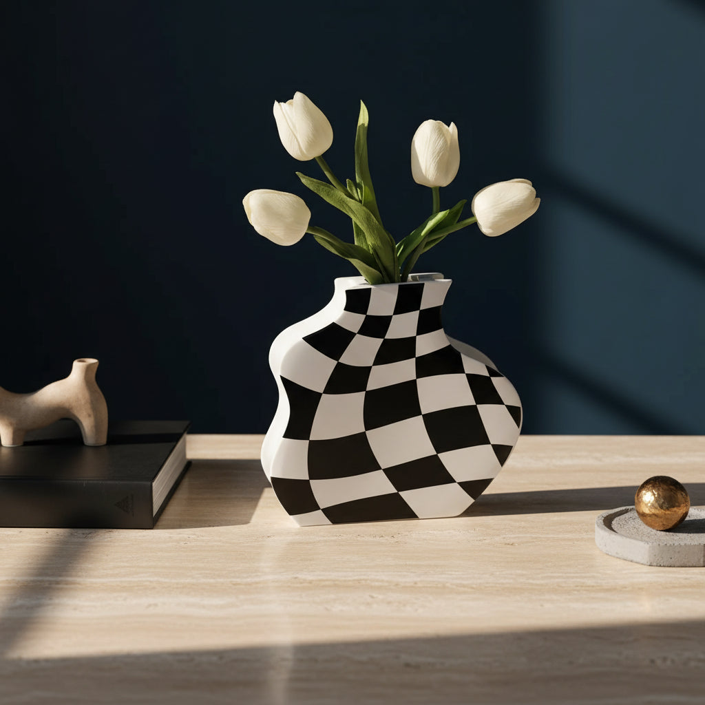 Grid — Checkered Art Vase