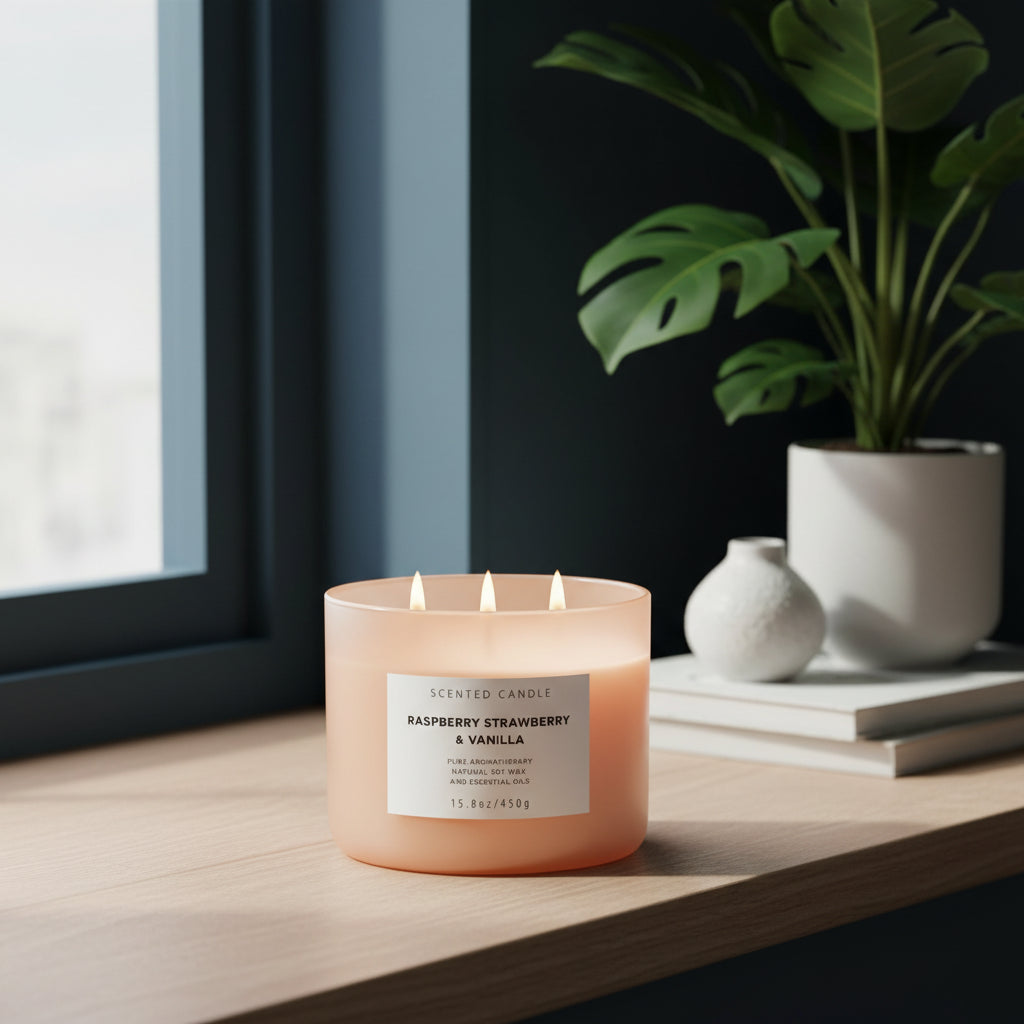 Raspberry Strawberry Vanilla – 3-Wick Soy Candle